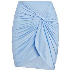 Monday Swimwear V/VV Andros Mini Sarong Wrap Skirt Coverup Blue Sea Mist